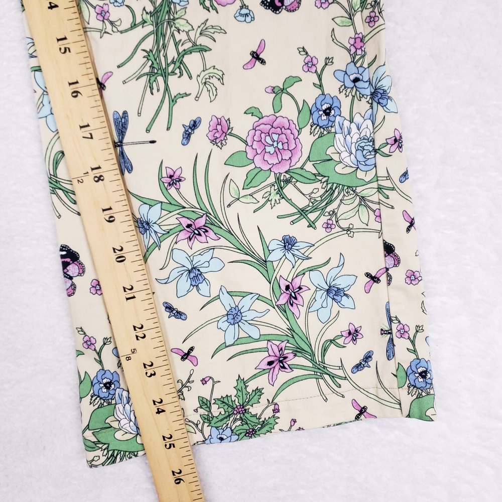 Casual Corner Pants Floral Print Straight Leg Size 6 Beige‎ Gardencore Y2K - Picture 5 of 10